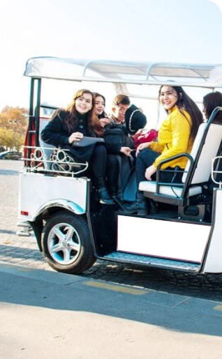 group of women going on a tour in a tuktuk